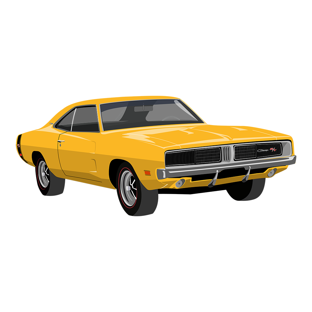 69 Yellow Dodge Charger RT Classic DTF Design