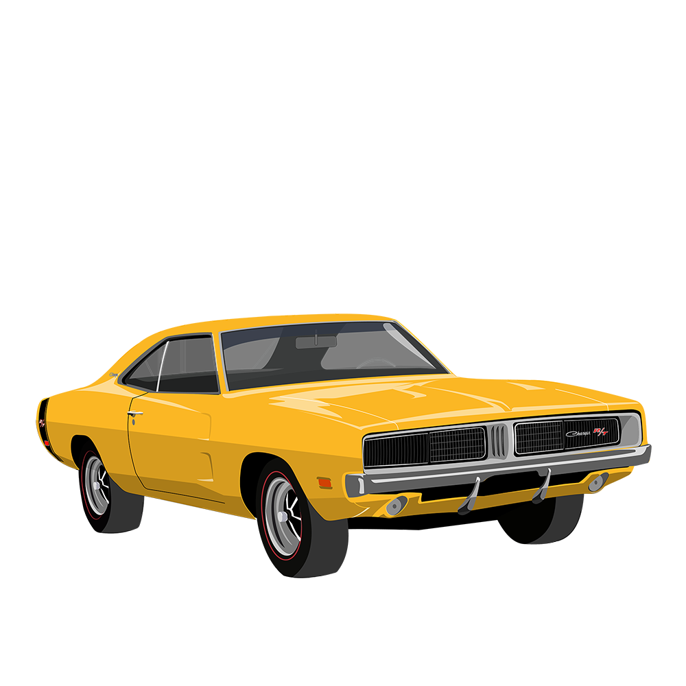 FREE 69 Yellow Dodge Charger RT DTF Transfer Sample