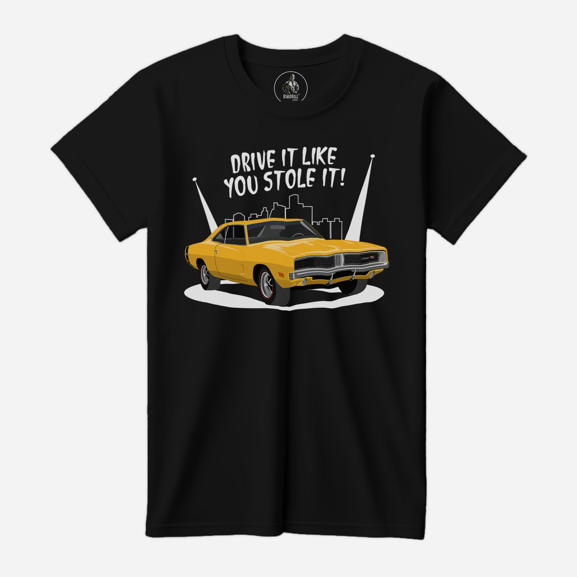 69 Yellow Dodge Charger Stolen Black Bella+Canvas T-Shirt