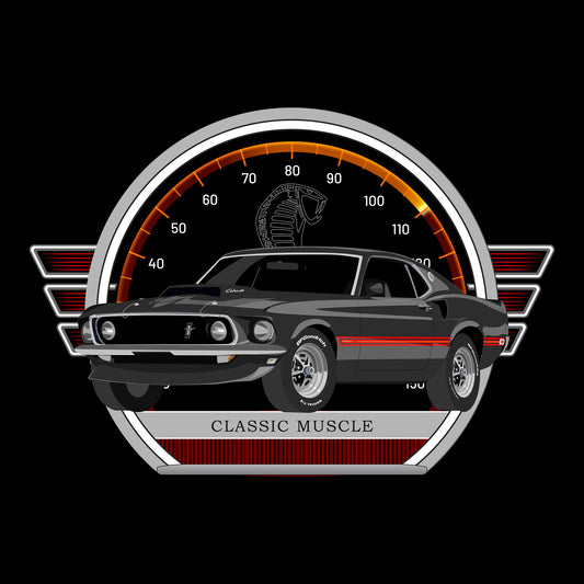 69 Black Ford Mustang Mach 1 DTF Transfer