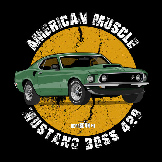 69 Green Ford Mustang Boss 429 DTF Transfer