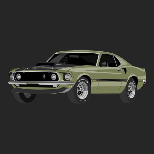 69 Lime Green Ford Mustang Mach 1 DTF Transfer