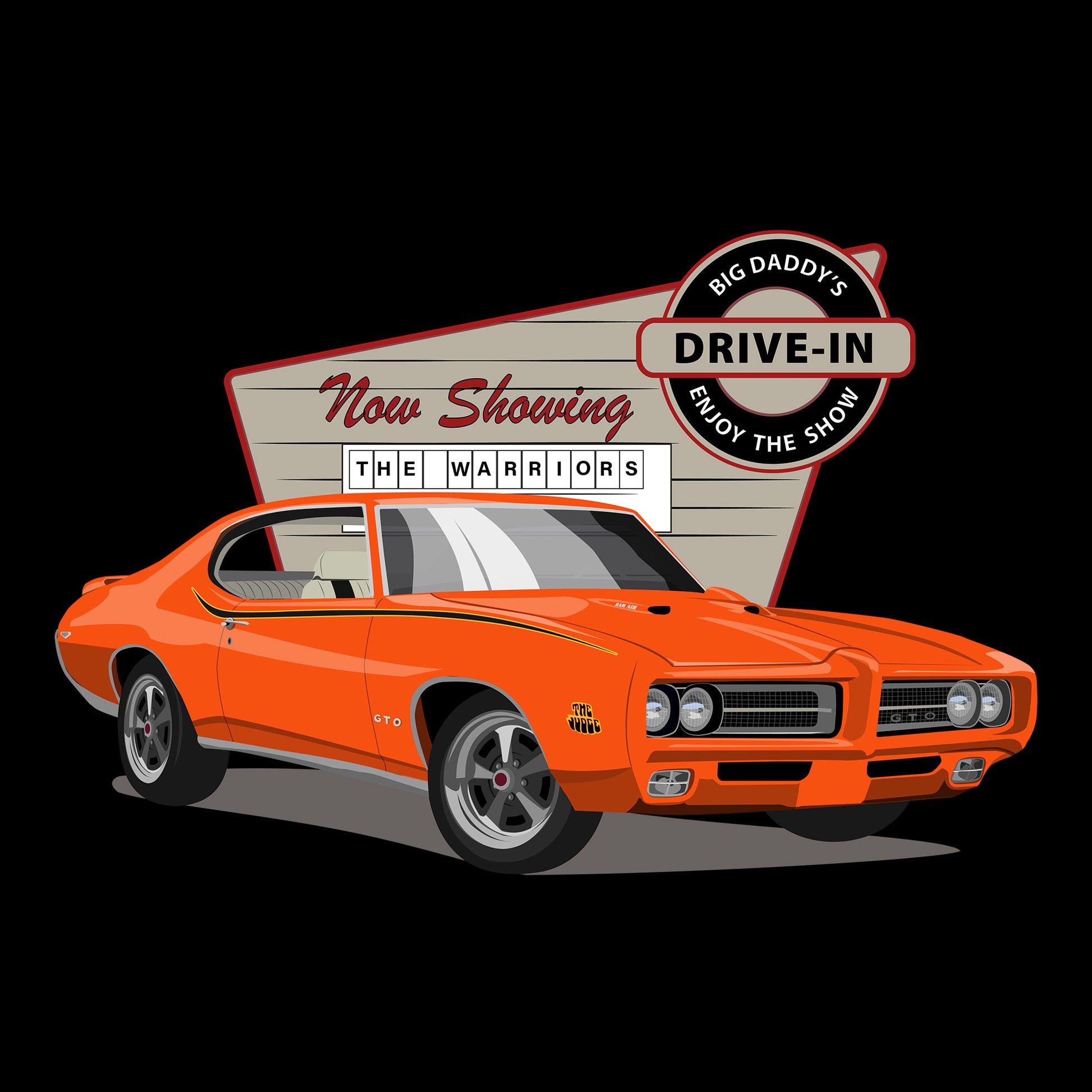 69 Orange Pontiac GTO DTF Transfer