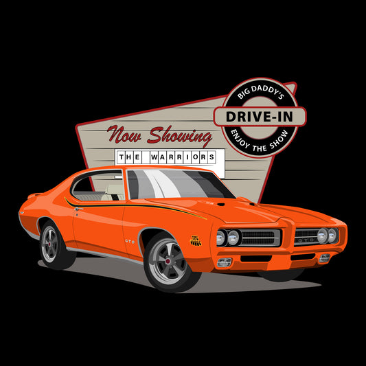 69 Orange Pontiac GTO DTF Transfer