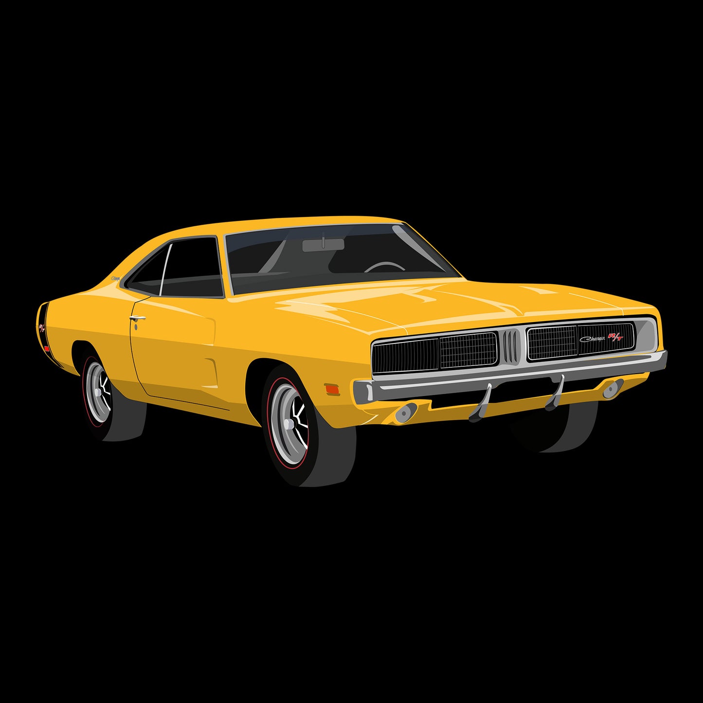 69 Yellow Dodge Charger RT Classic DTF Design