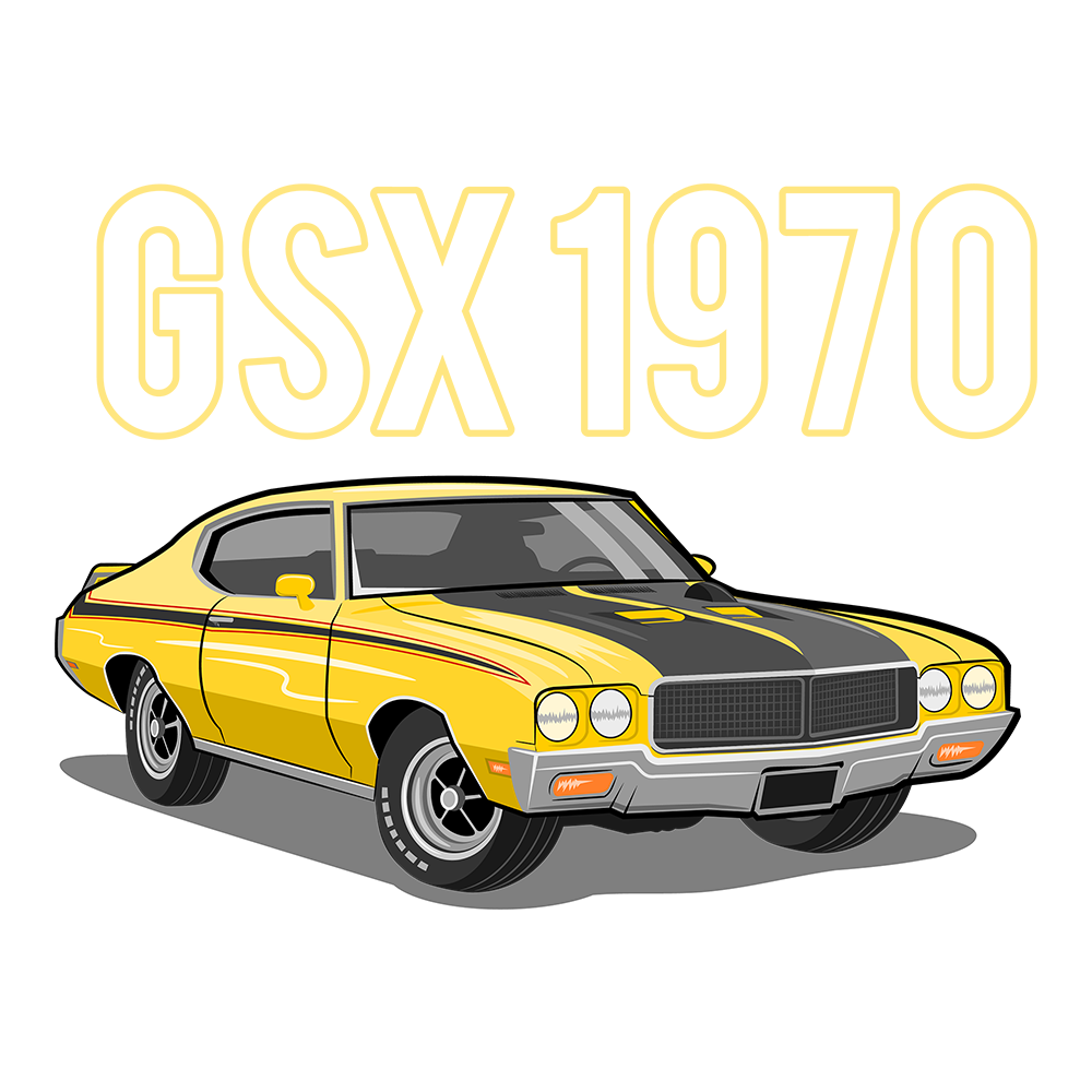 70 Yellow Buick Skylark GSX Logo DTF Tee