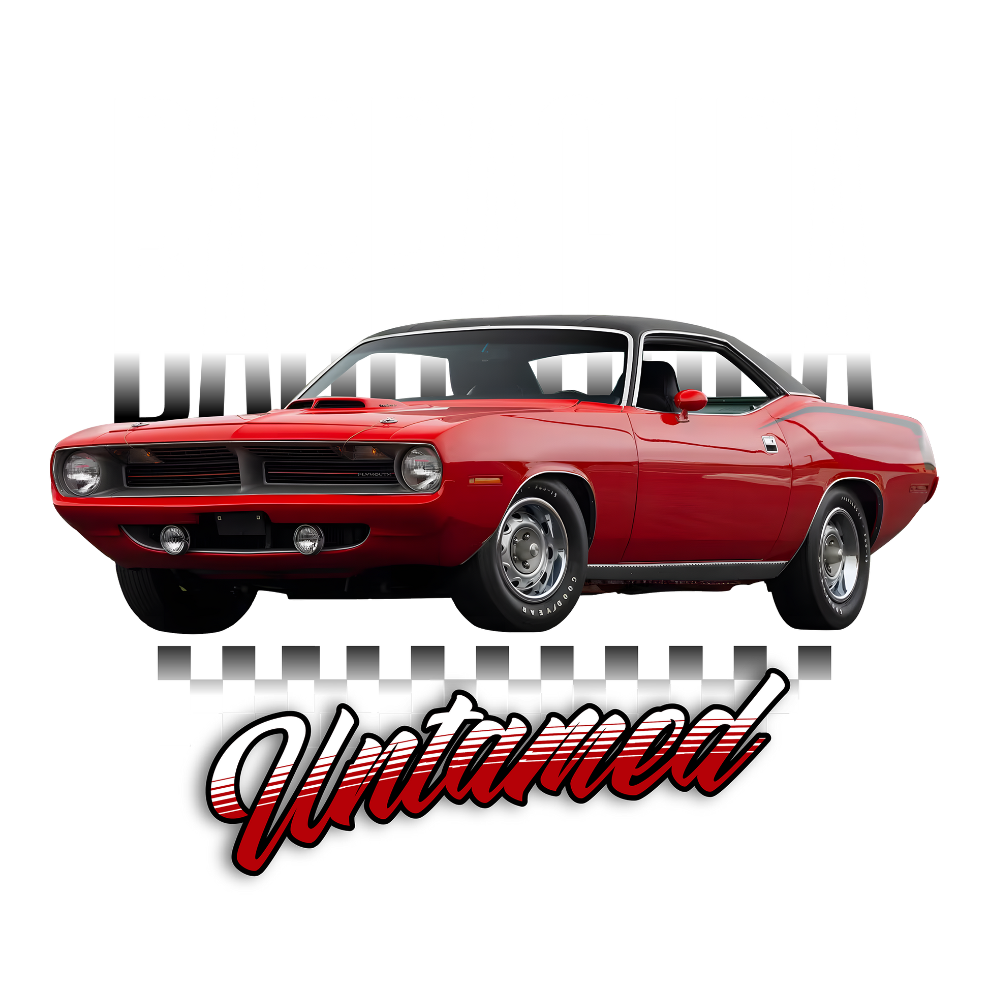 70 Red Plymouth Barracuda Untamed DTF Design