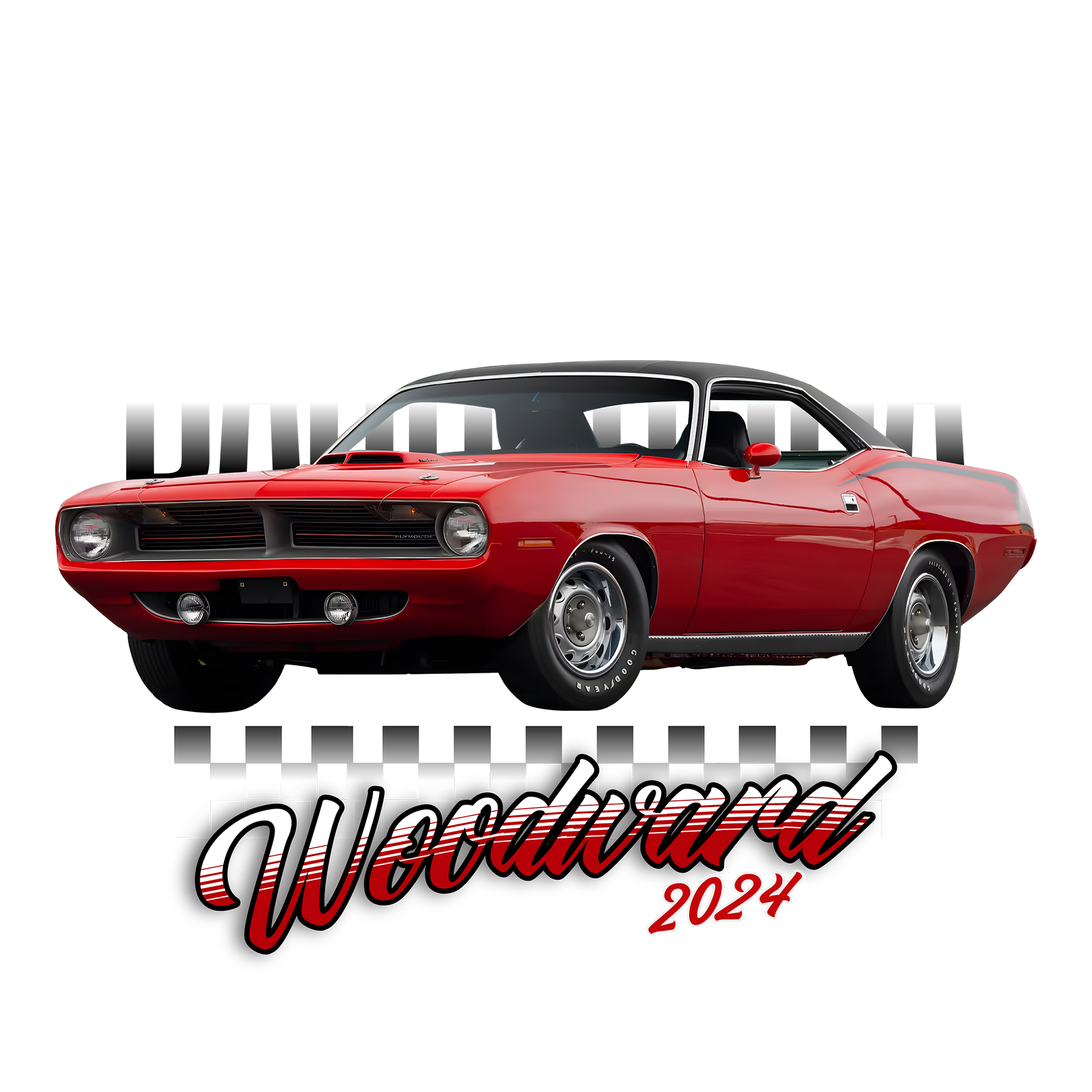 70 Red Plymouth Barracuda Woodward DTF Design