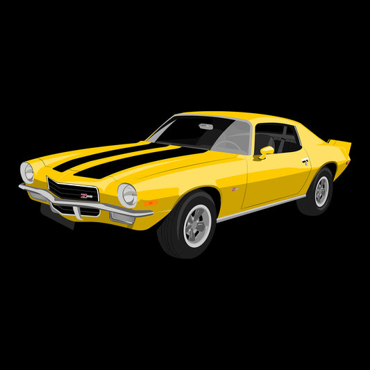 72 Yellow Chevy Camaro Z28 DTF Transfer