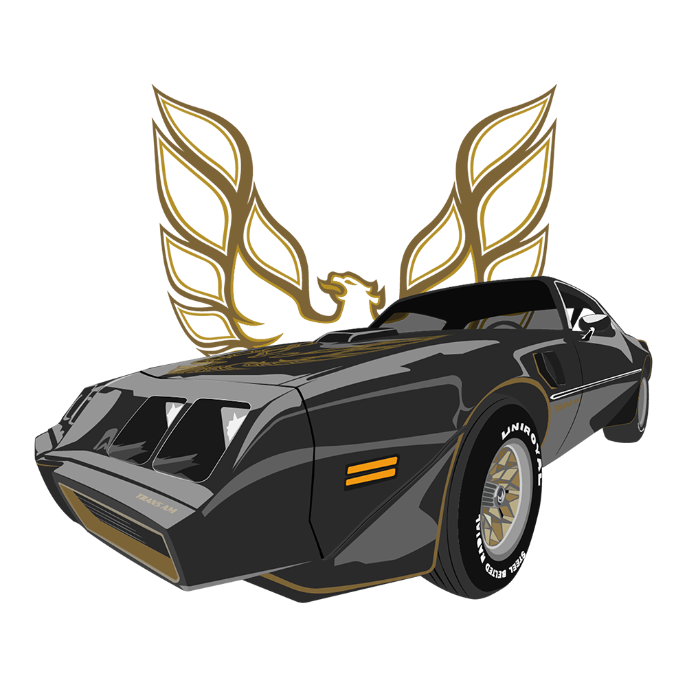 79 Black Pontiac TransAm  Logo DTF Tee