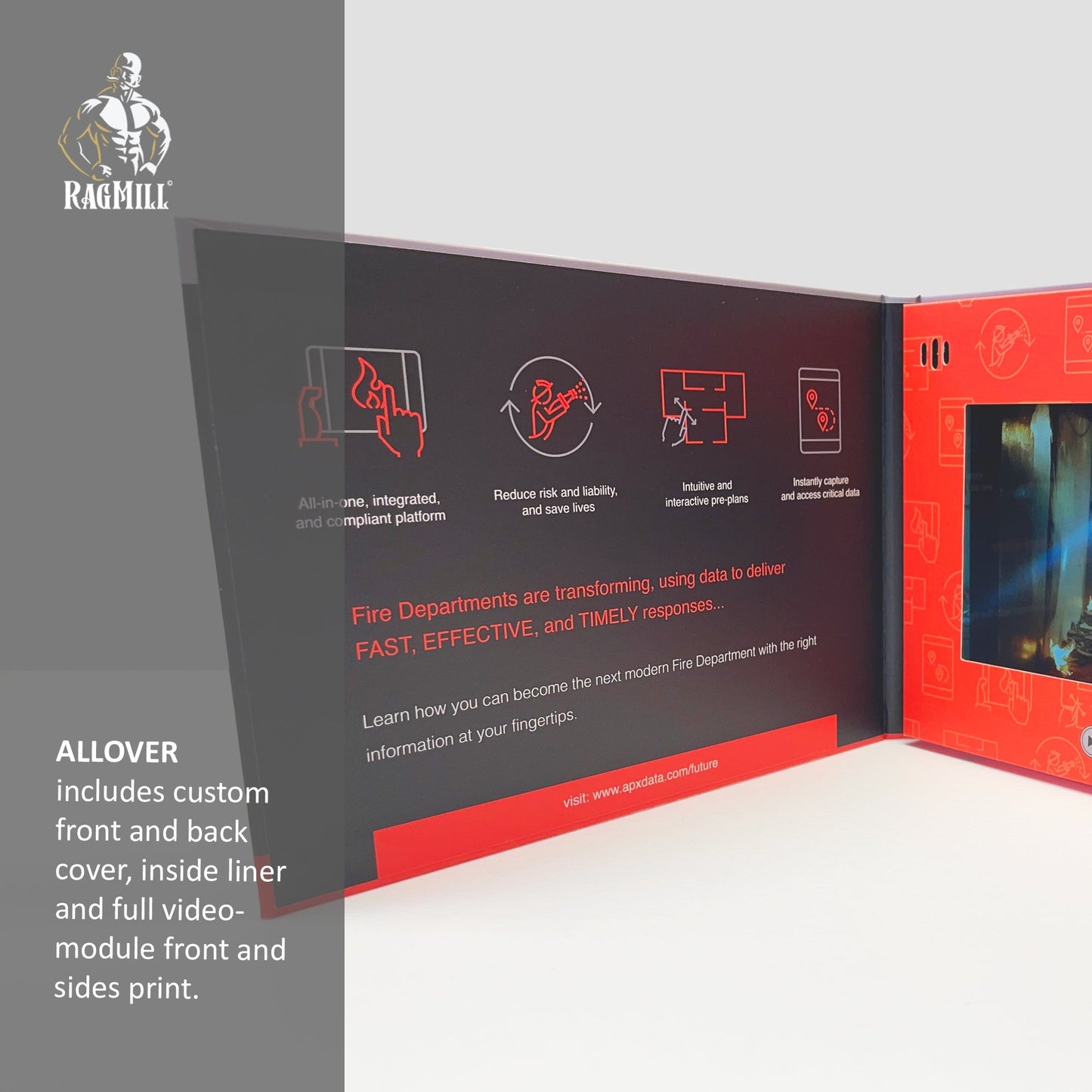 7in Hardcover Video Brochure w/Allover Print