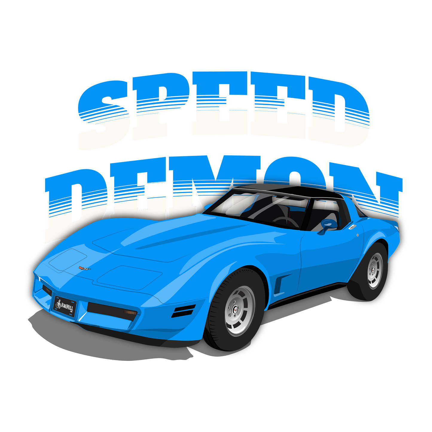 82 Blue Chevy Corvette DTF Design