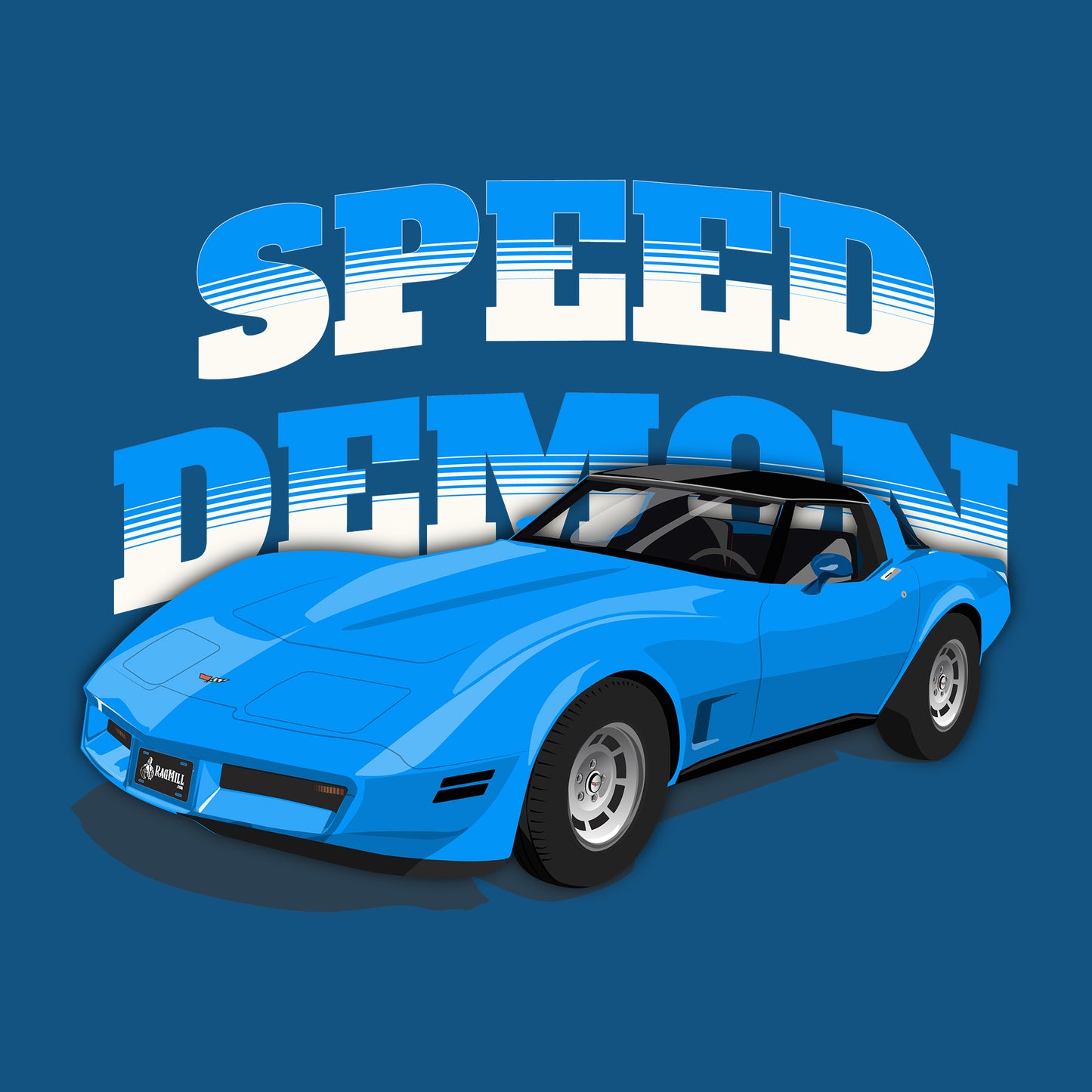 82 Blue Chevy Corvette DTF Transfer