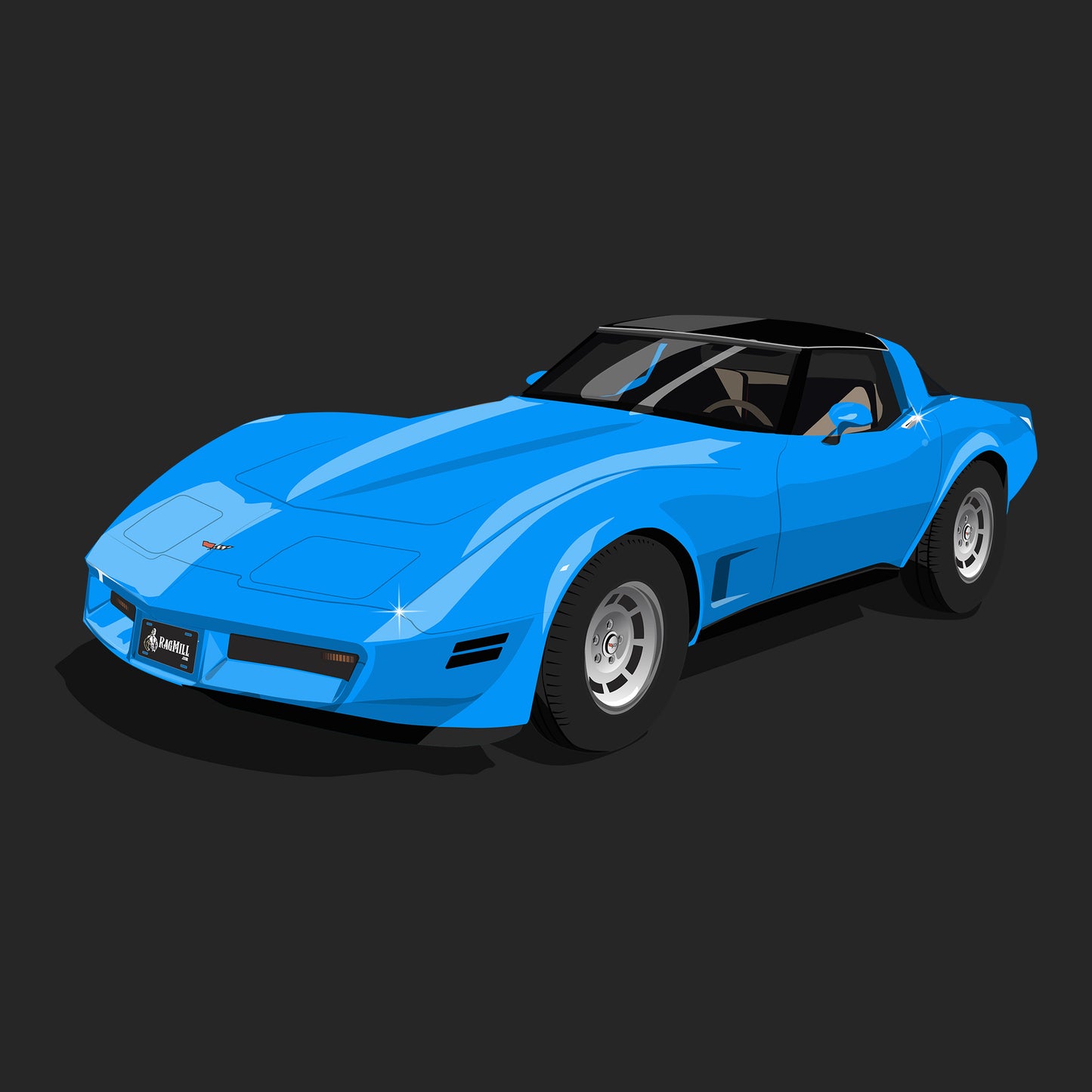 82 Blue Vette DTF Transfer