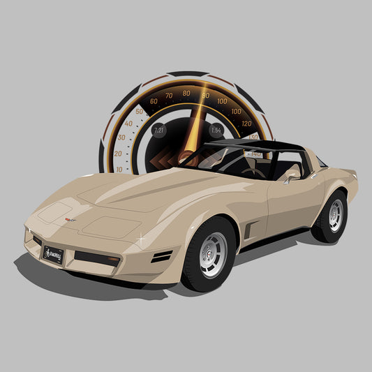 82 Silver Beige Chevy Corvette DTF Transfer
