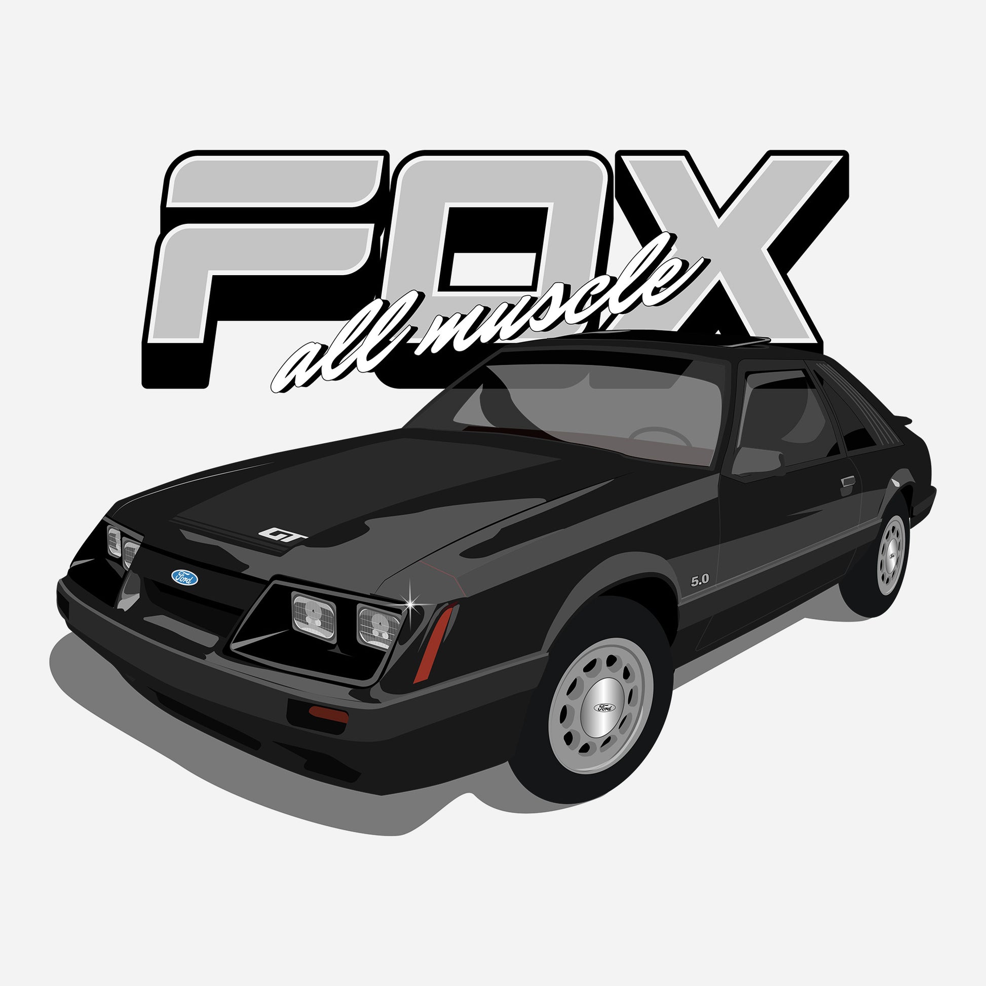 84 Black Ford GT Mustang DTF Transfer