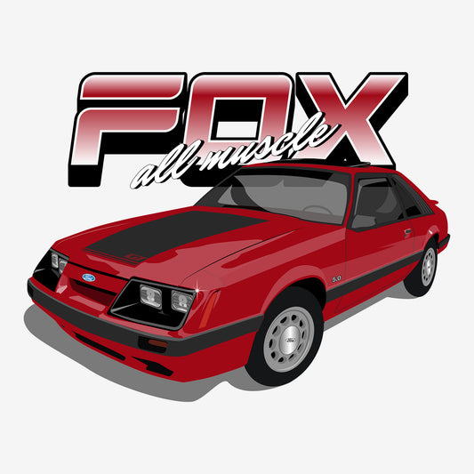 84 Red Ford GT Mustang DTF Transfer