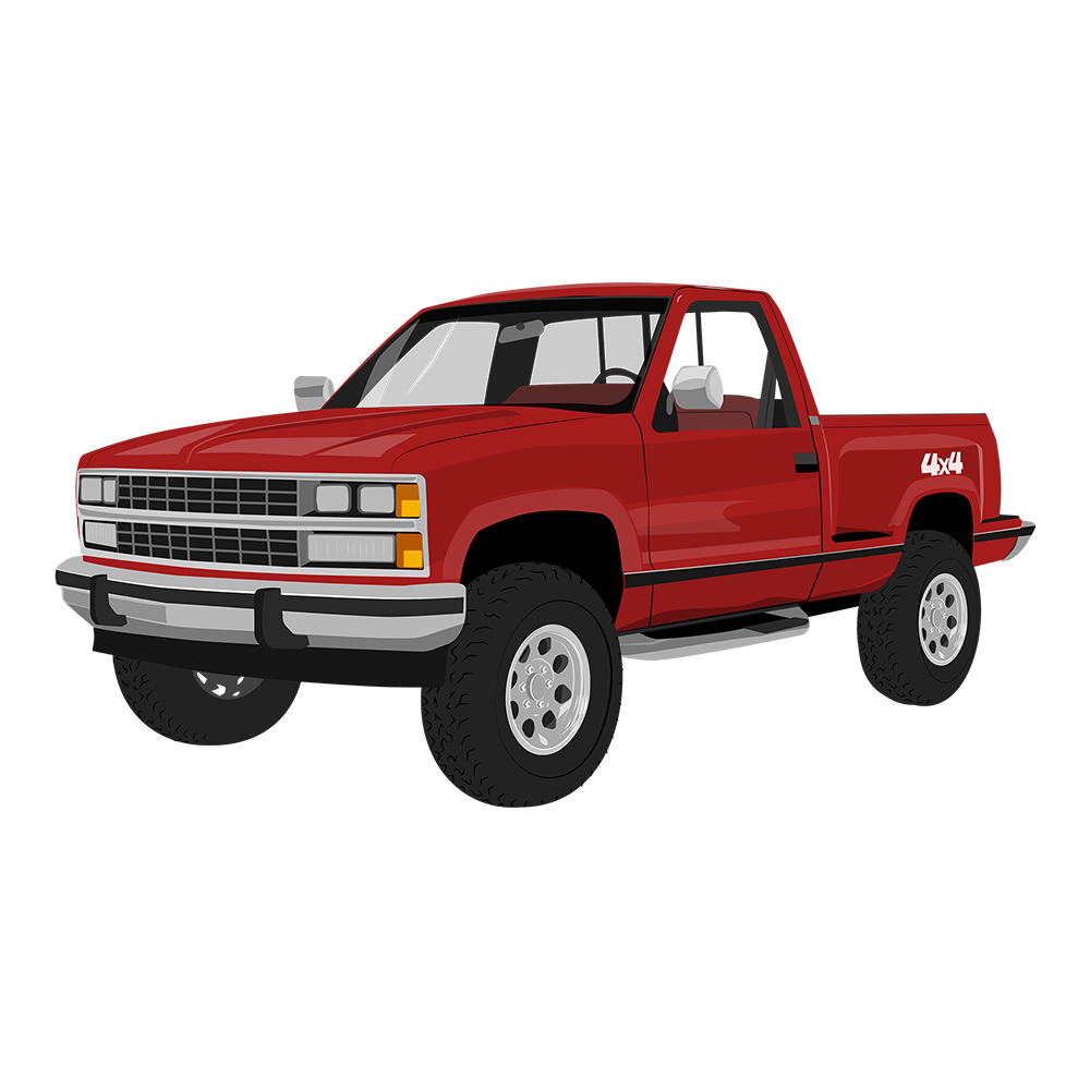 88 Red Chevy 4x4 Pickup DTF Tee