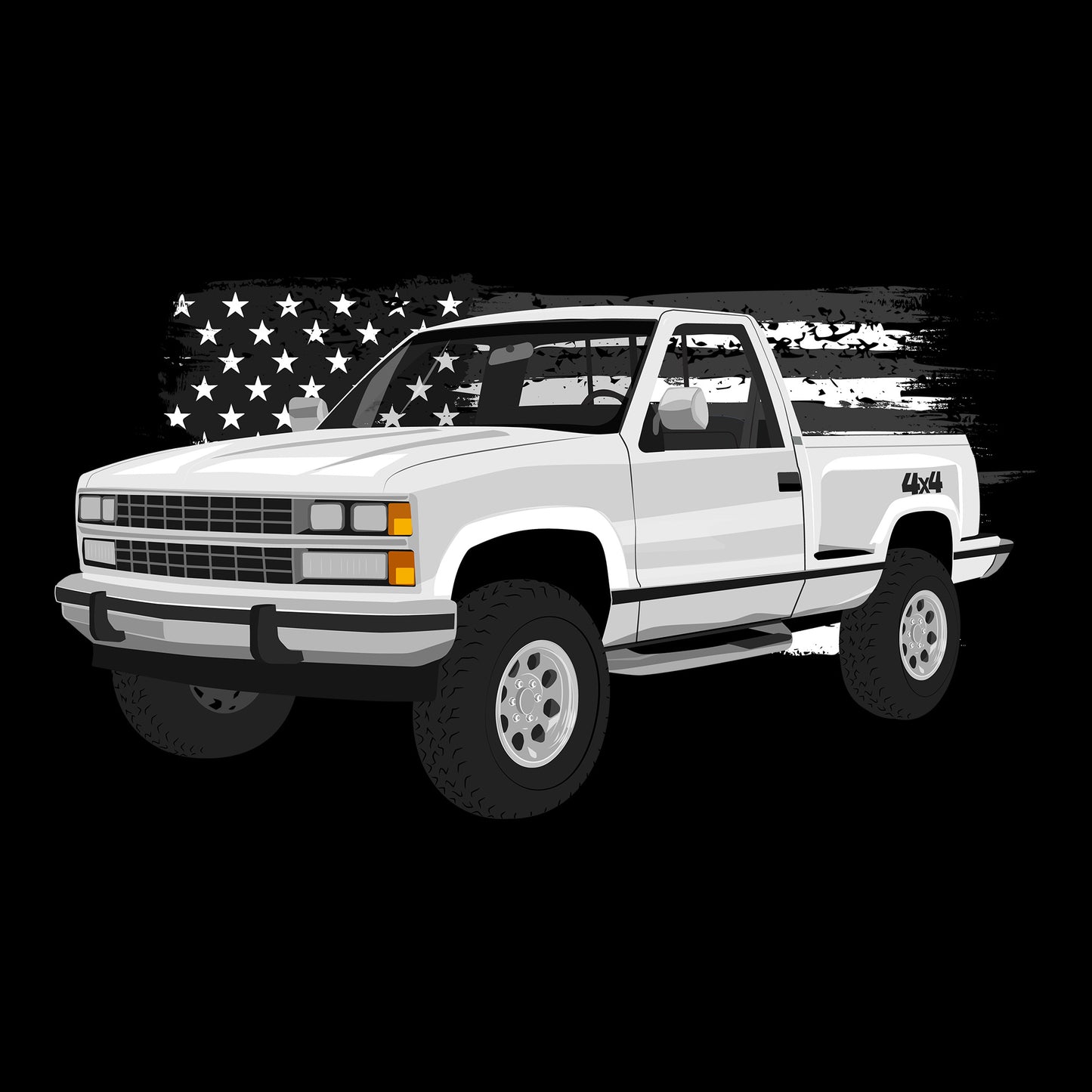 88 White Chevy Pickup 4x4 DTF Transfer