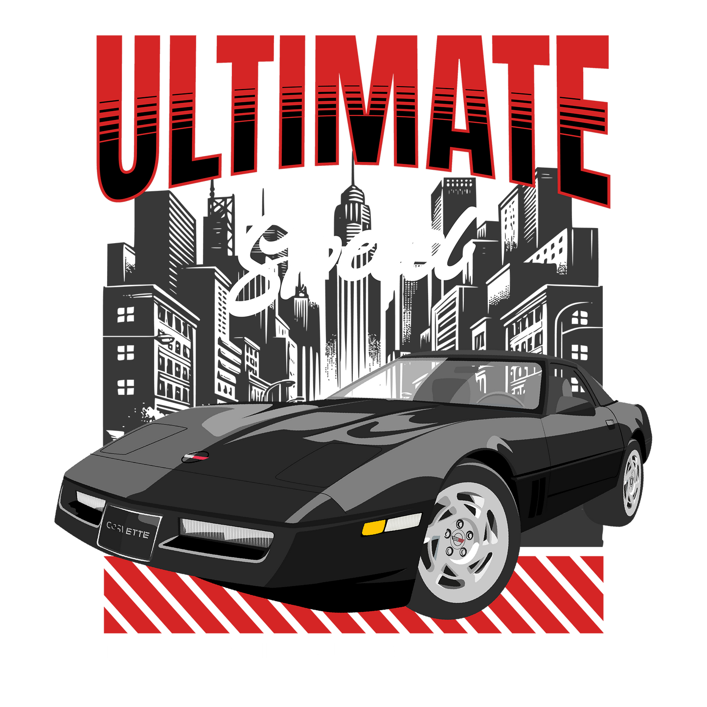 90 Black Chevy Corvette Coupe DTF Tee