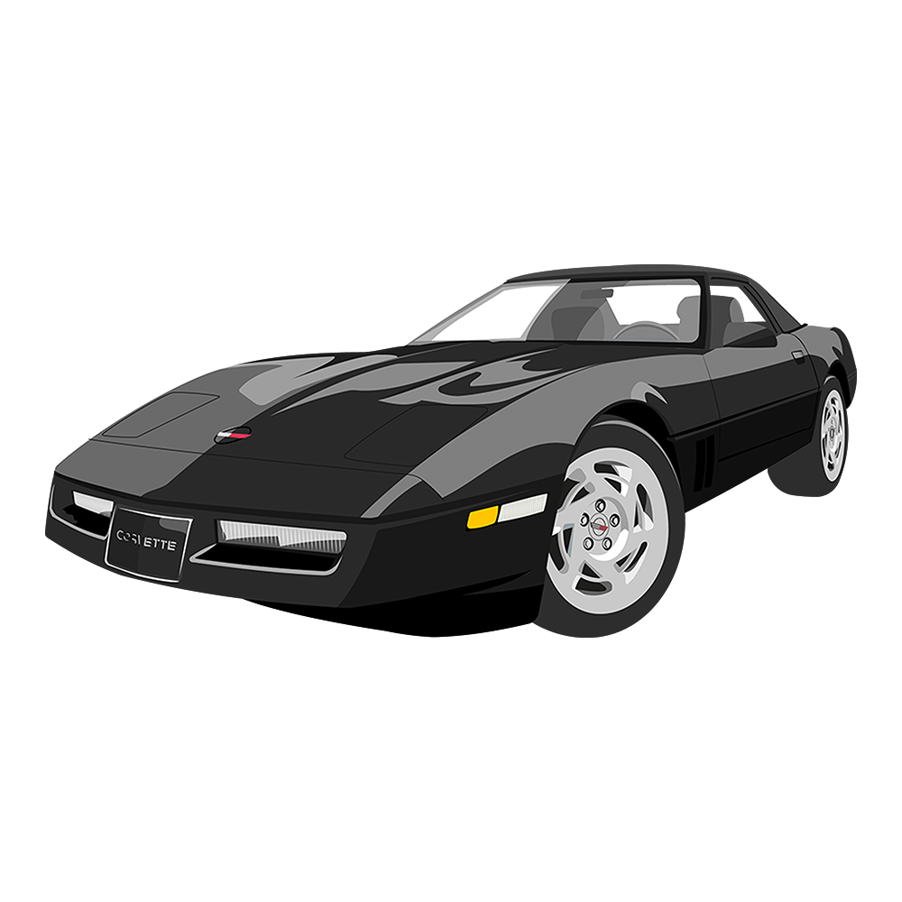 90 Black Chevy Corvette Coupe DTF Tee