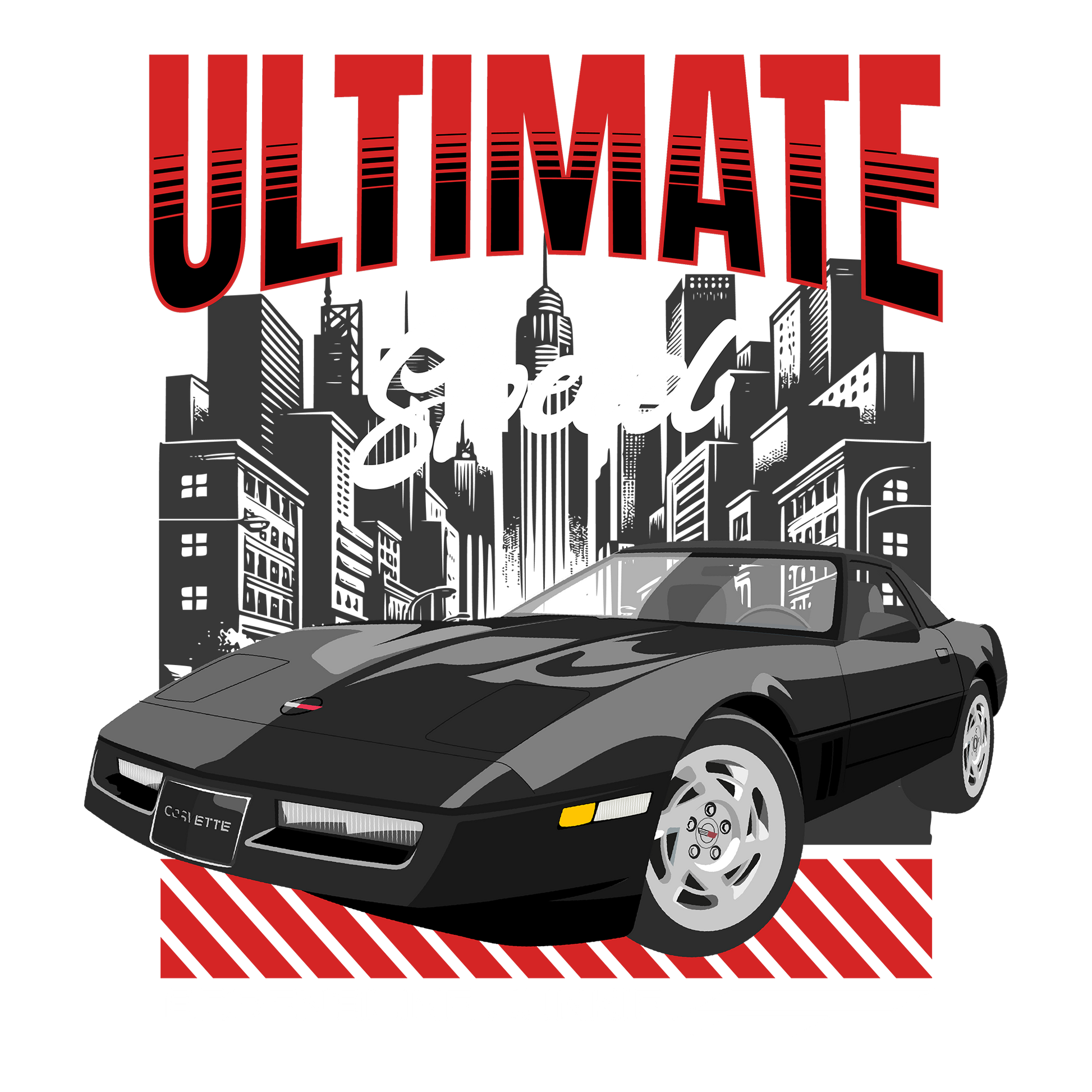 90 Black Chevy Corvette Coupe DTF Tee