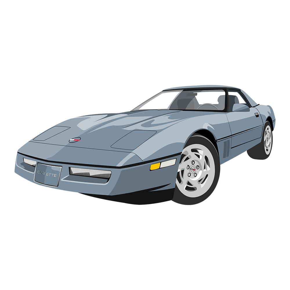 90 Blue Chevy Corvette Coupe DTF Tee