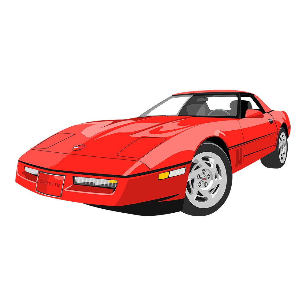 90 Red Chevy Corvette Coupe DTF Tee