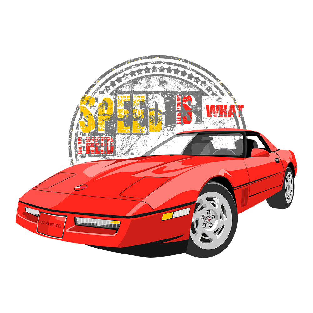 90 Red Chevy Corvette Coupe Speed DTF Tee