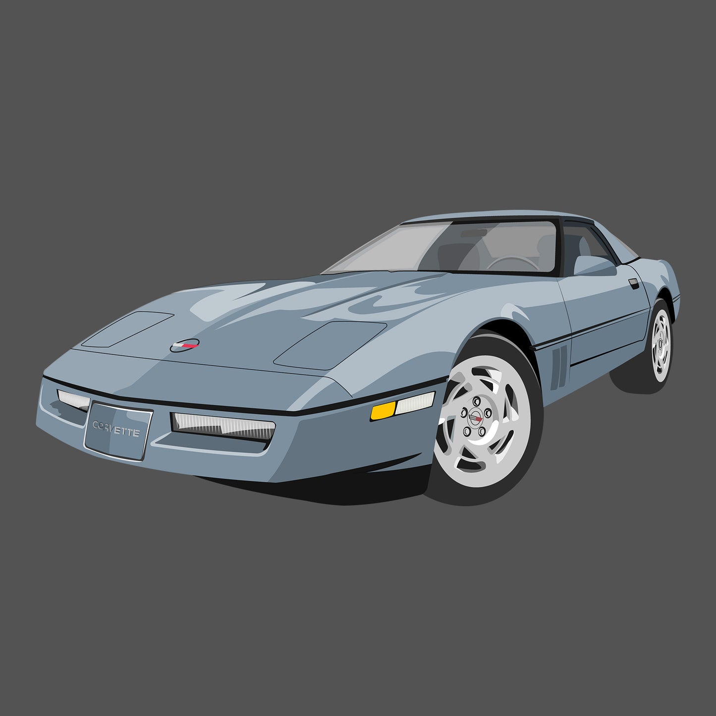 90 Steel Blue Chevy Corvette Coupe DTF Transfer