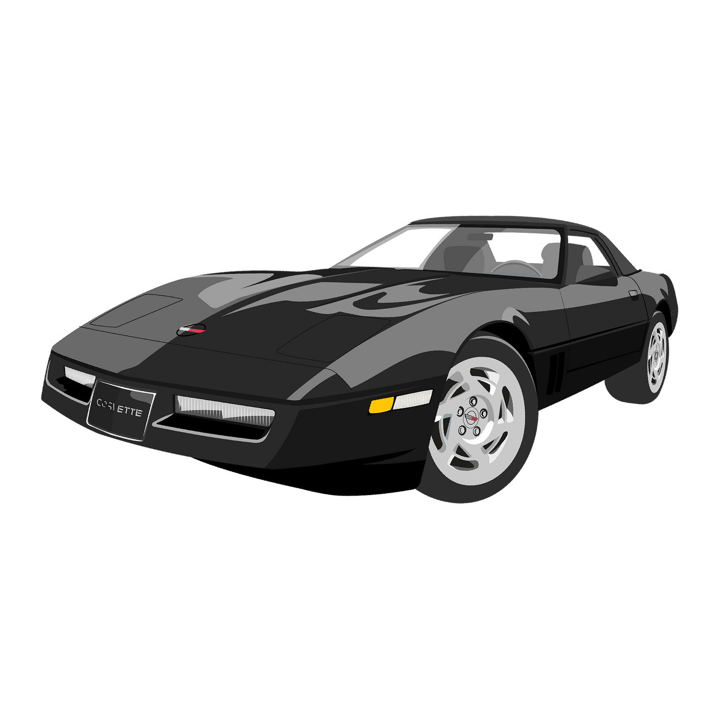 90 Black Chevy Corvette Coupe Classic DTF Design