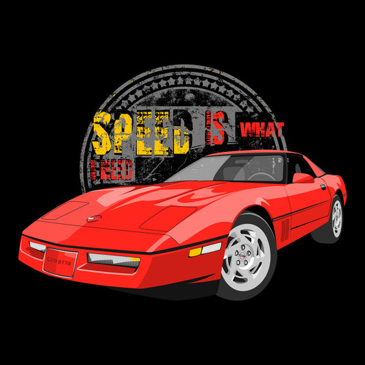 90 Red Chevy Corvette Coupe DTF Transfer