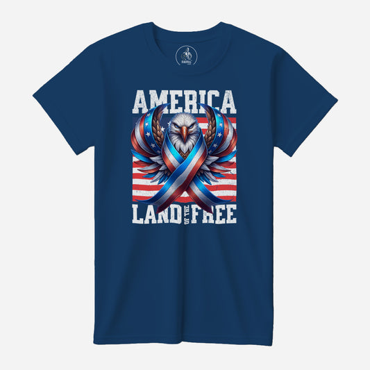 America - Land of the Free Cool Blue Bella+Canvas T-Shirt