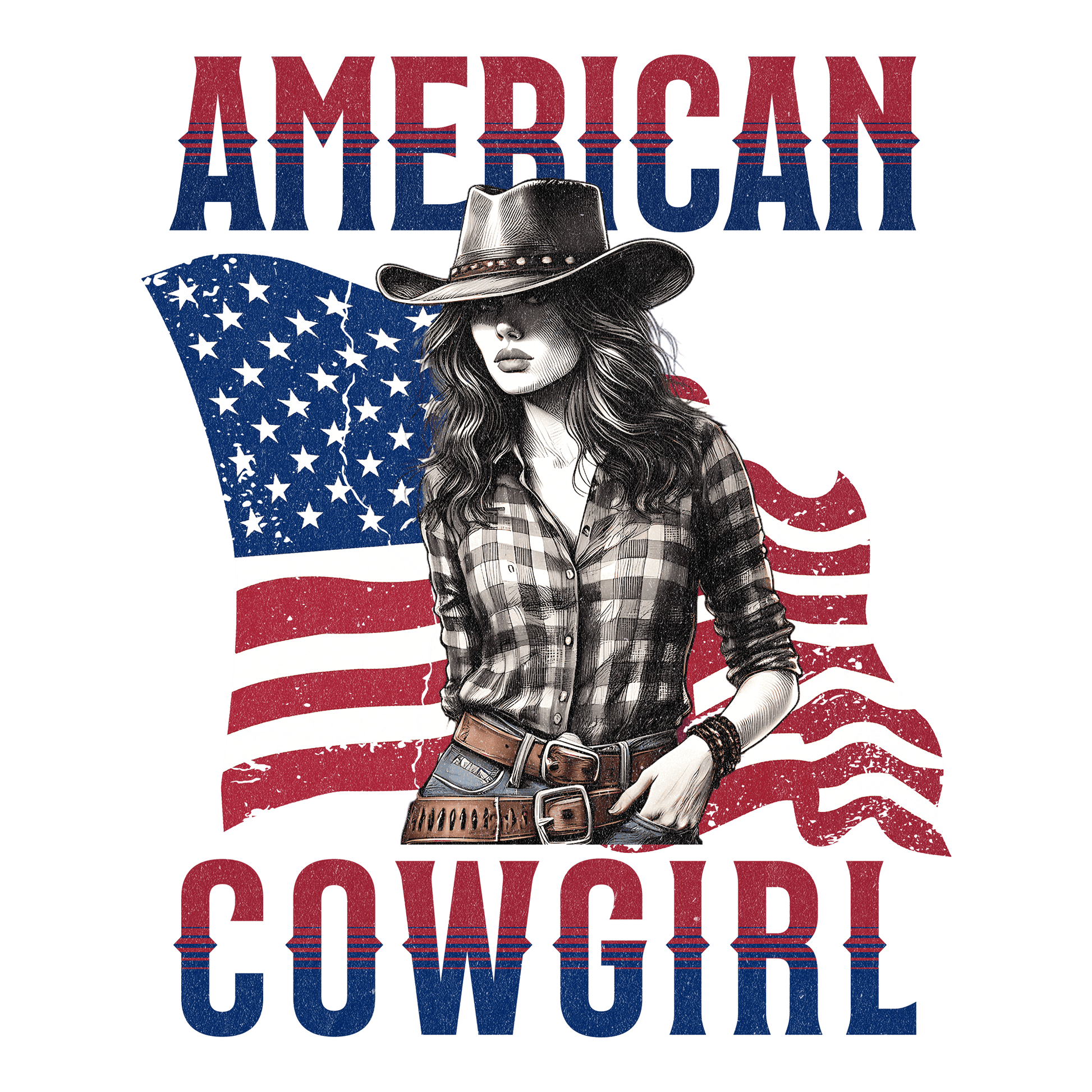 American Cowgirl DTF Design