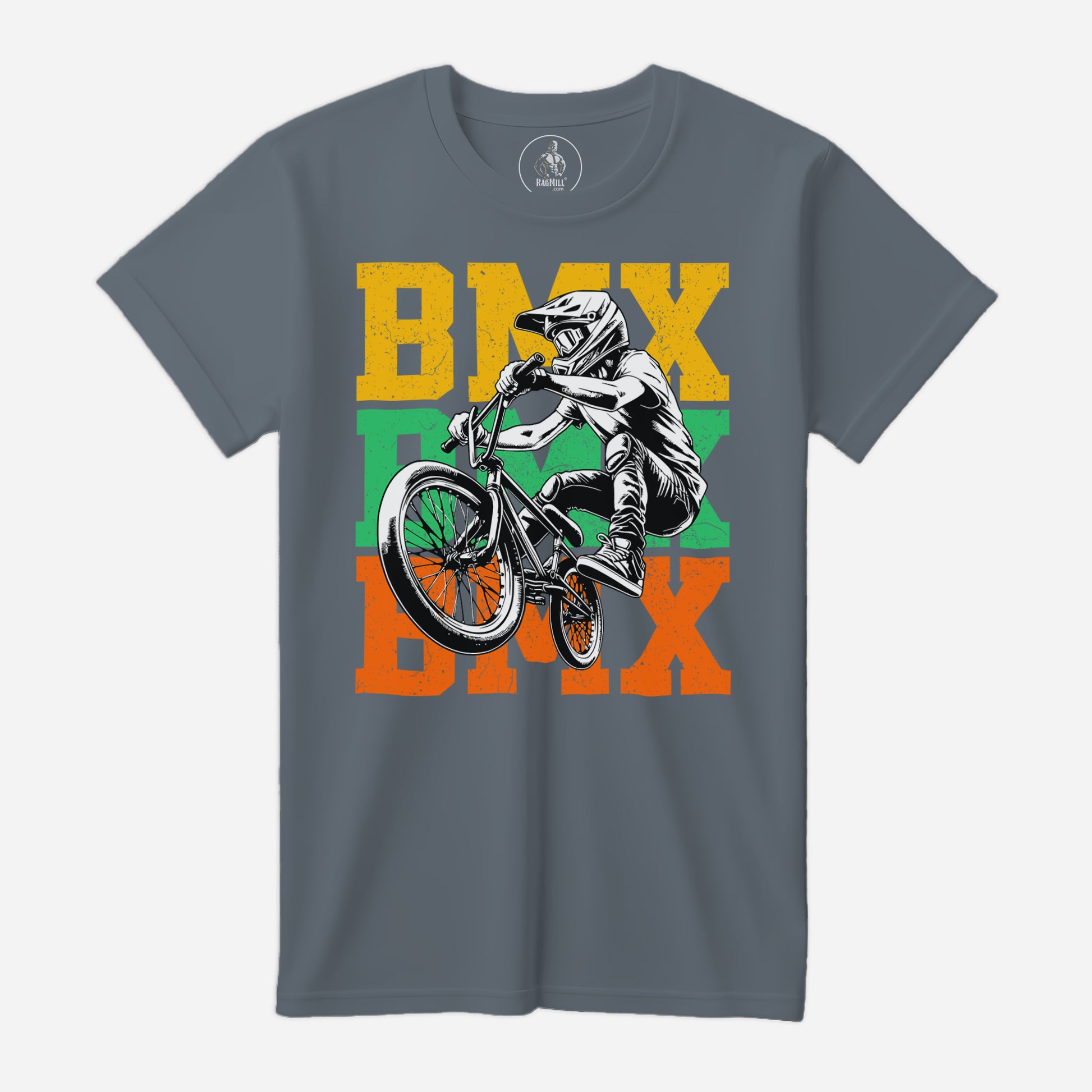 BMX Rider Steel Blue Bella+Canvas T-Shirt