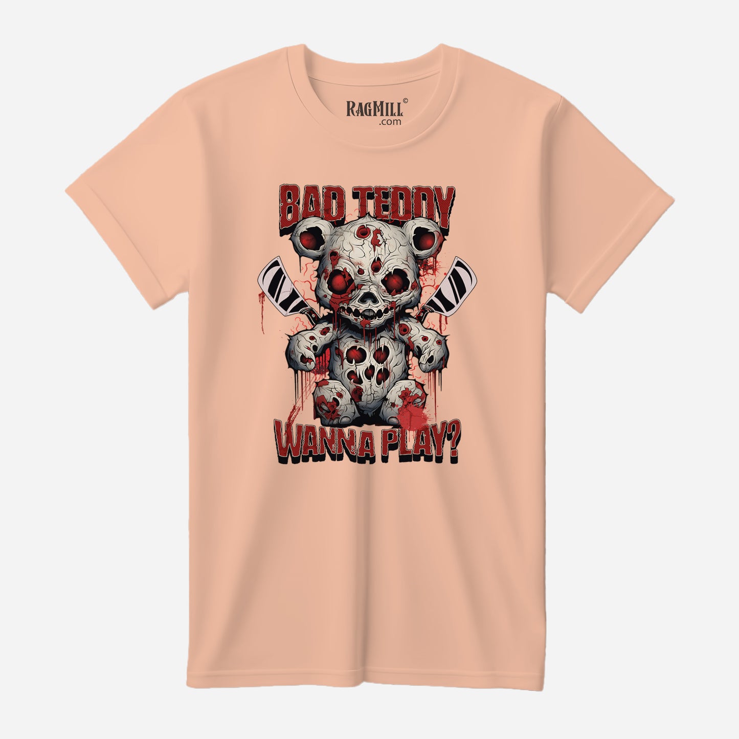 Bad Teddy Peach Bella+Canvas T-Shirt