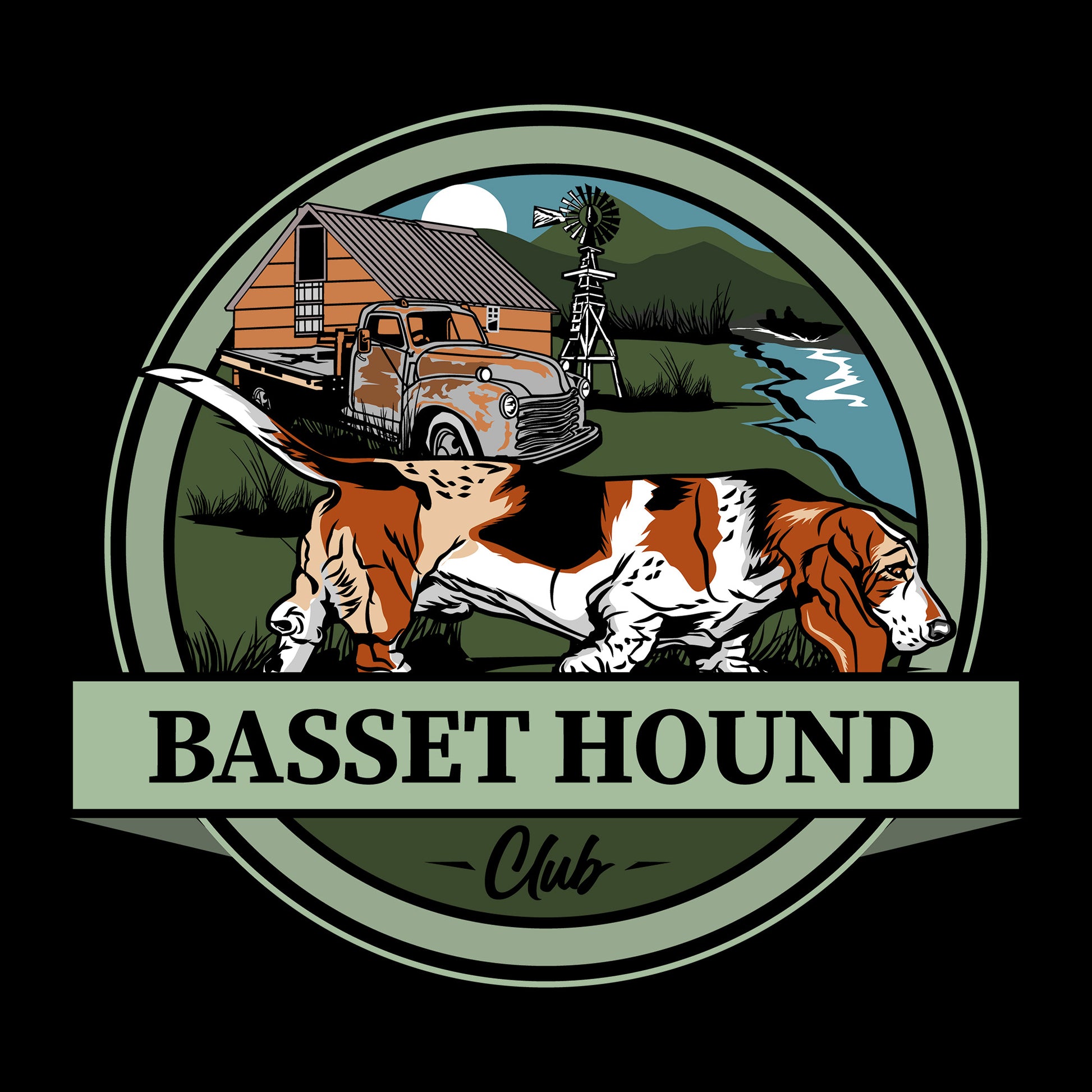 Basset Hound Dog DTF Transfer