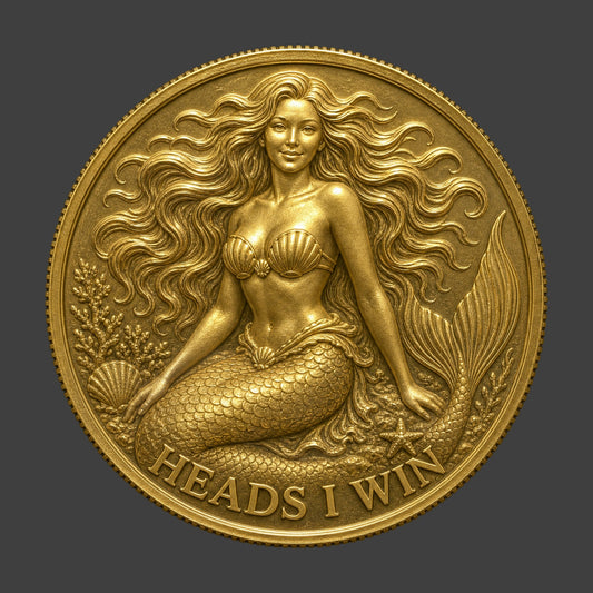 A beautiful mermaid heads or tails gold coin