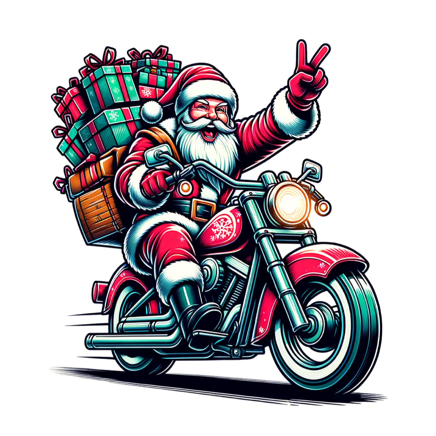 Biker Santa DTF Design