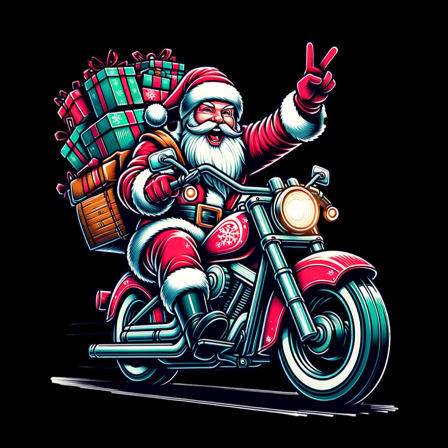 Biker Santa DTF Transfer