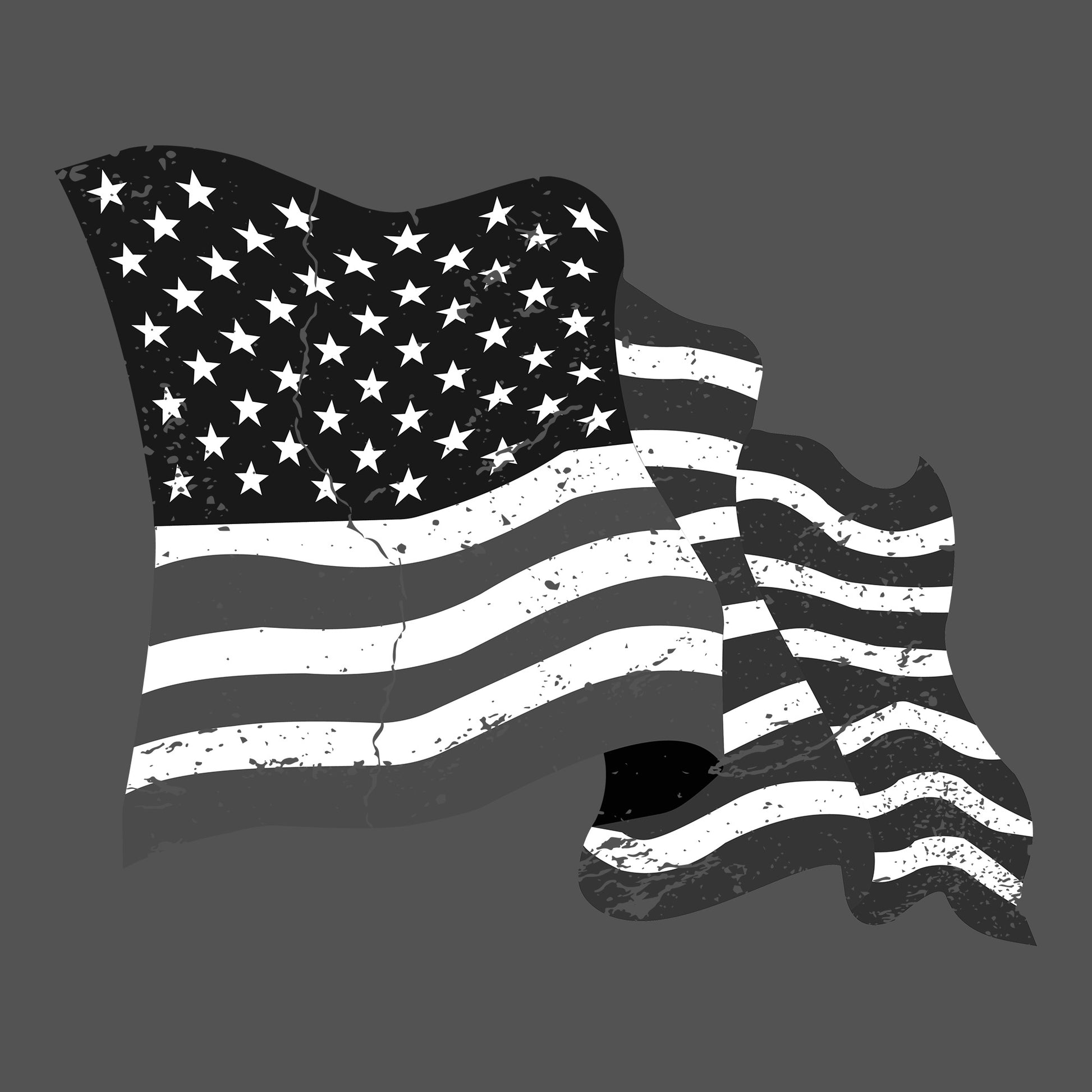 Black Distressed Waving USA Flag DTF Transfer