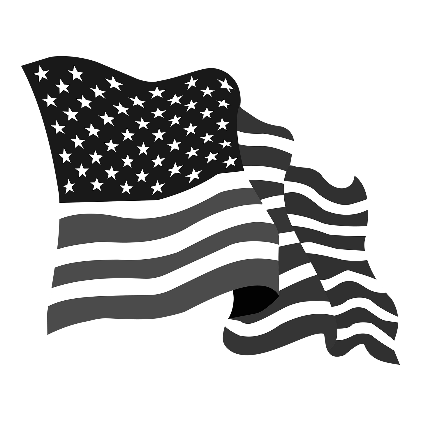 Black Waving USA Flag DTF Design