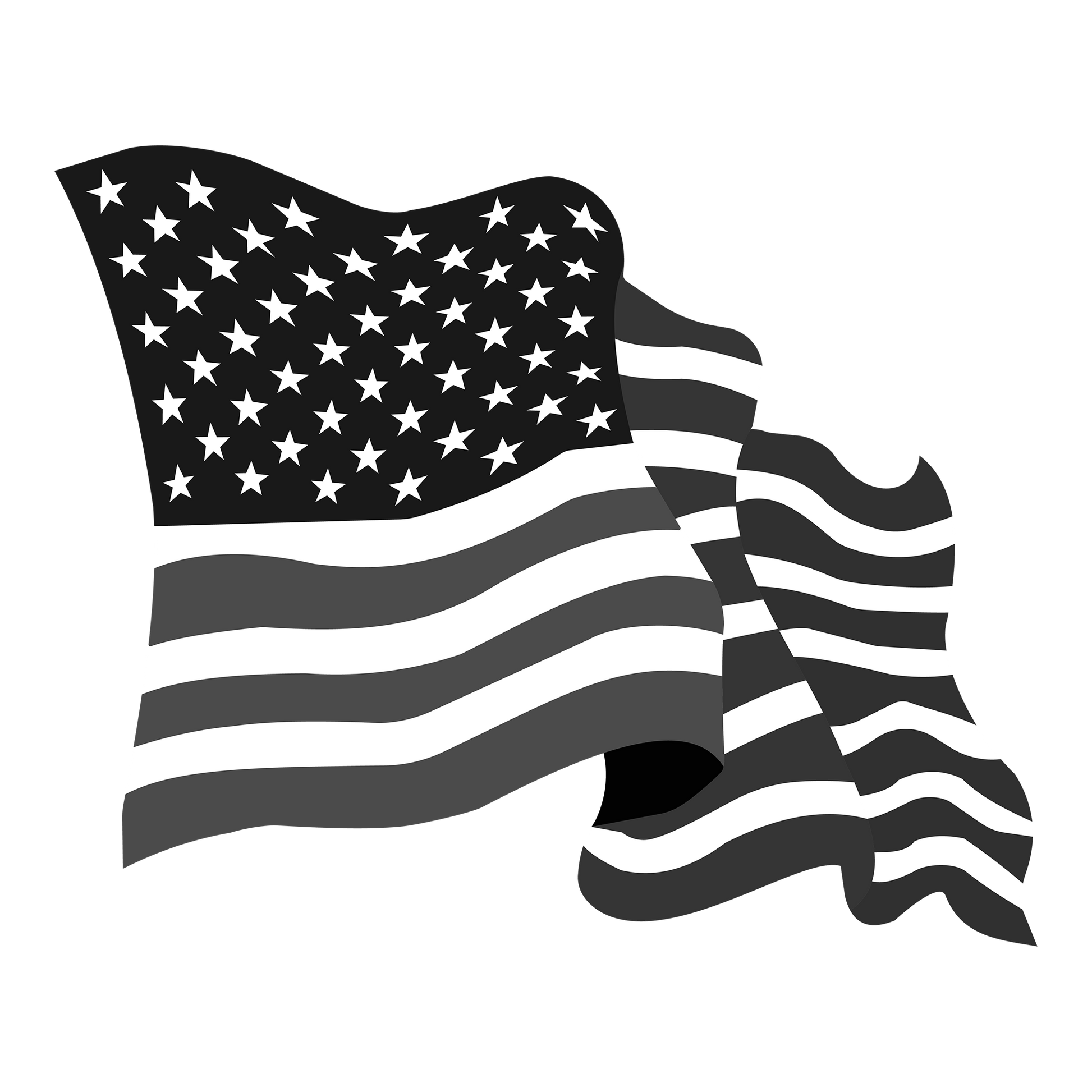 Black Waving USA Flag DTF Design