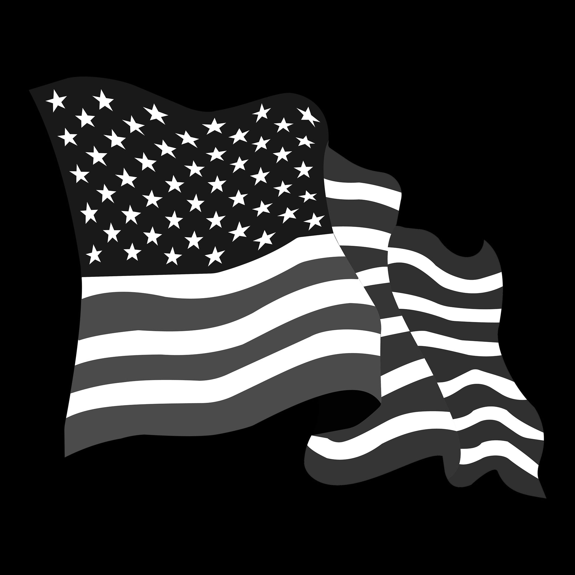 Black Waving USA Flag DTF Transfer