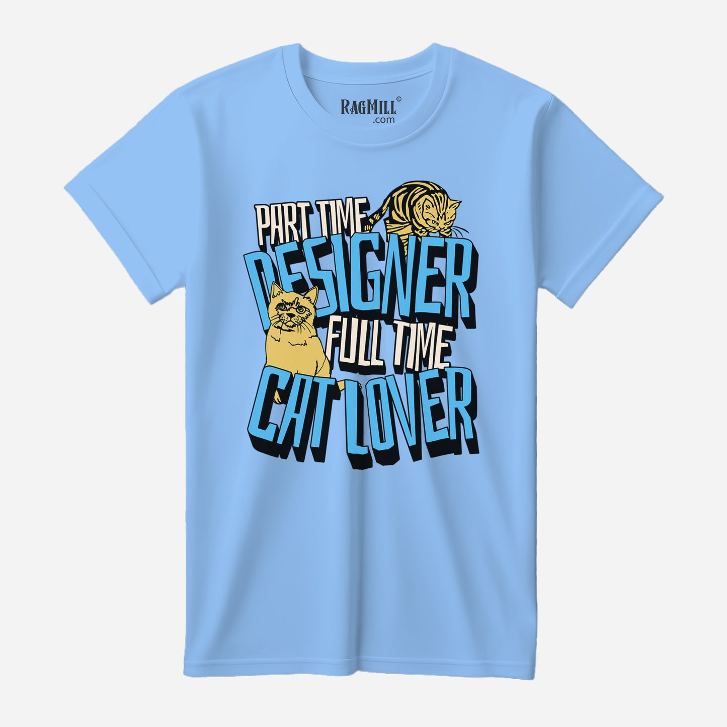 Cat Lover Designer Carolina Blue Bella+Canvas T-Shirt