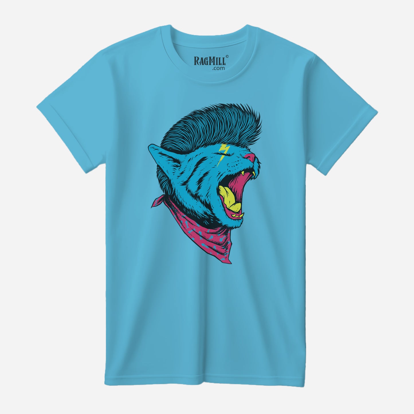 Cat Punk Ocean Blue Bella+Canvas T-Shirt