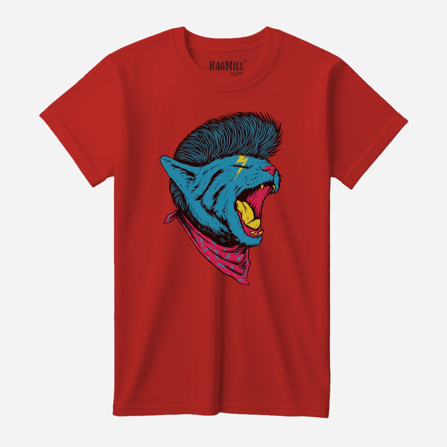 Cat Punk Red Bella+Canvas T-Shirt