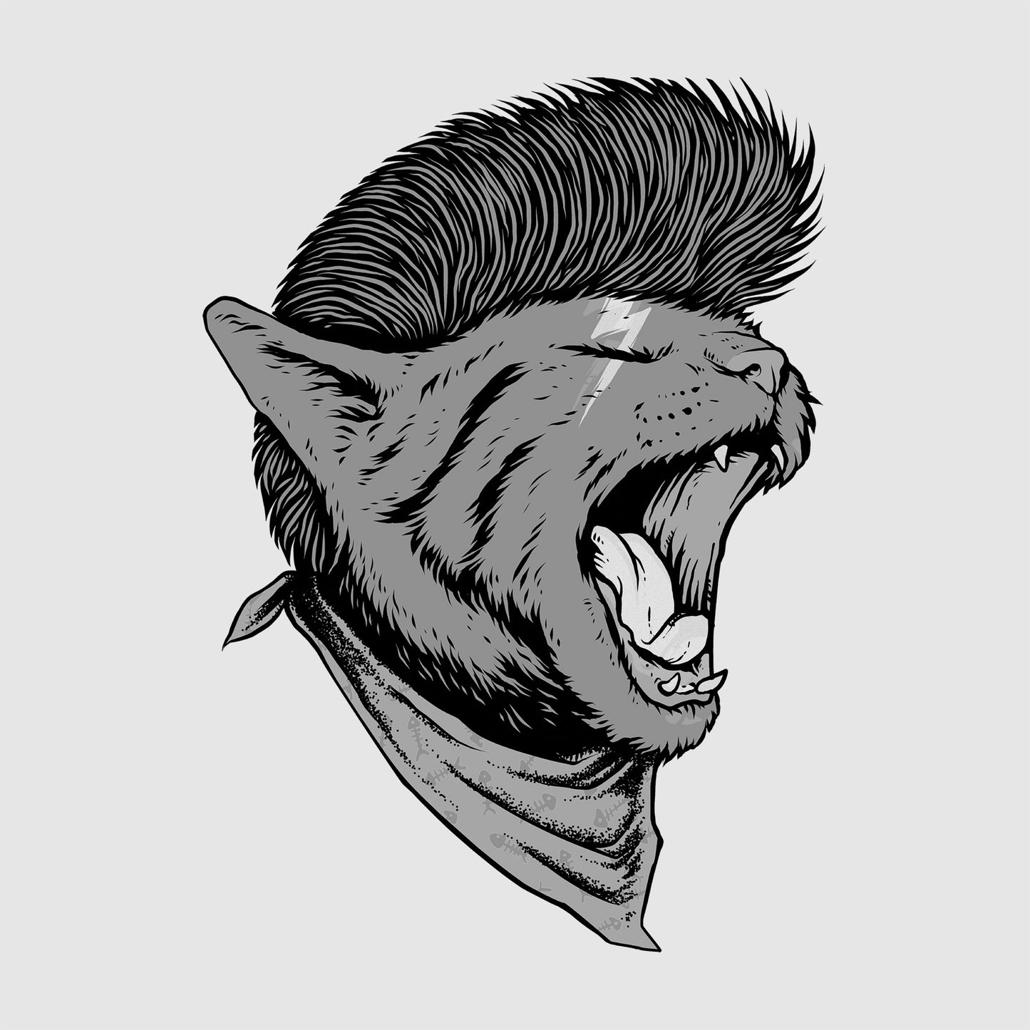 A punk cat rocker on a light background