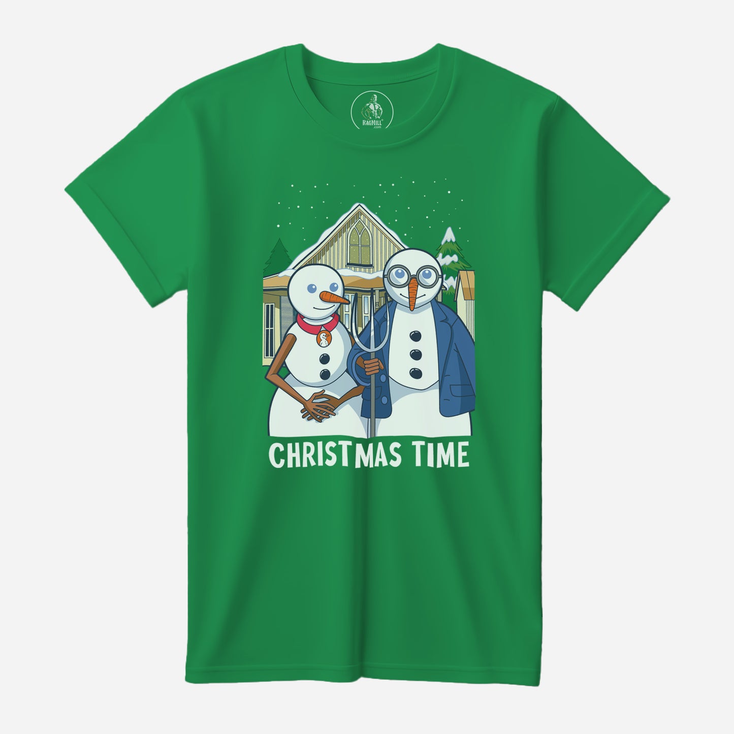 Christmas Time Clover Green Port & Company T-Shirt