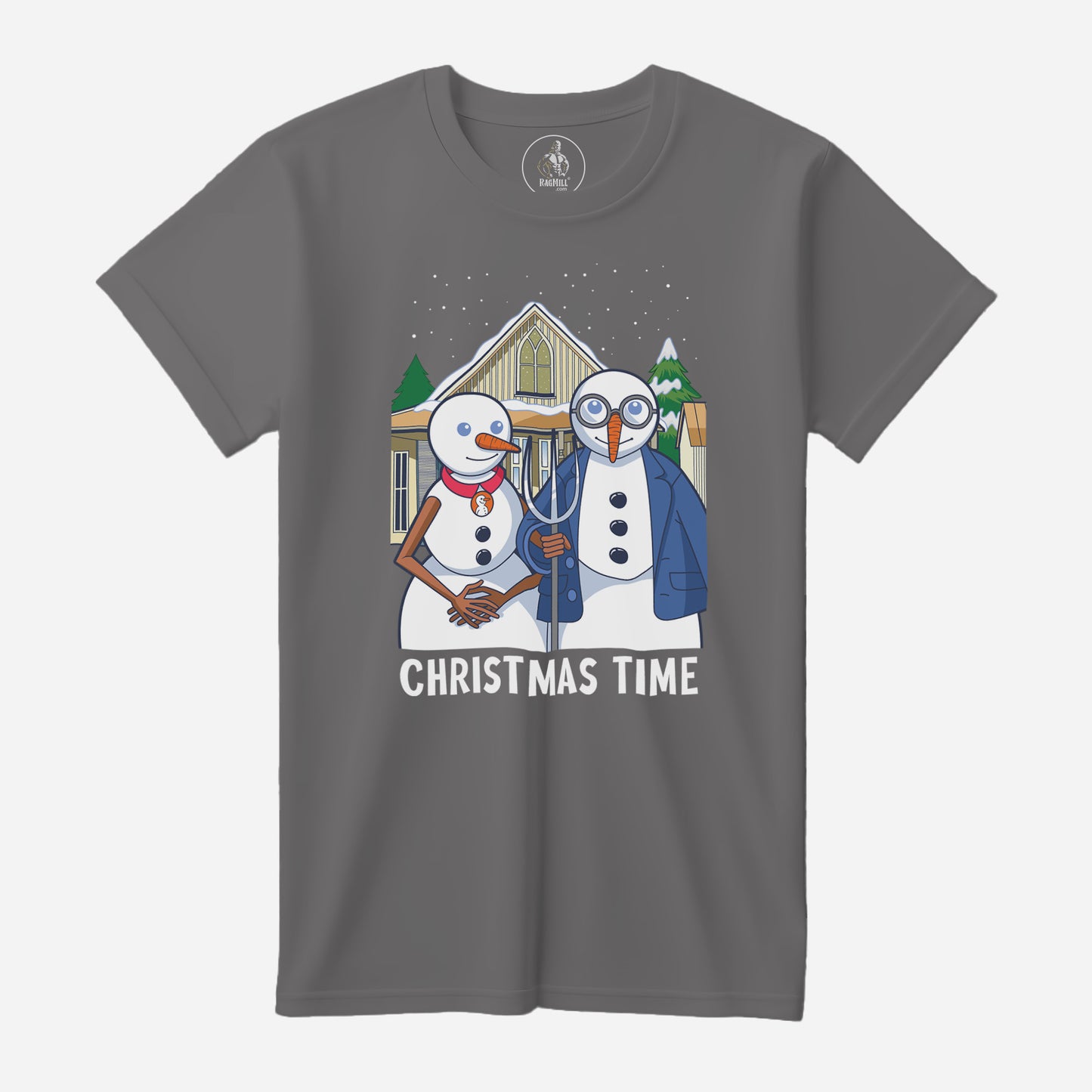 Christmas Time Medium Grey Port & Company T-Shirt